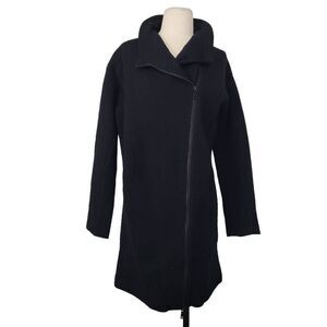 Vince Ribbed 100% Wool Black Sweater Jacket Sz S Heavy Knit‎ Asymmetric Zip